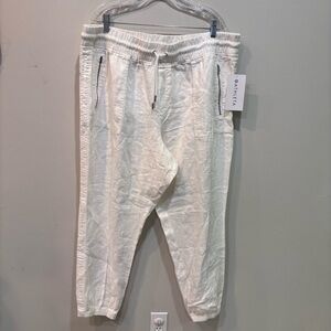 Athleta Cabo Linen Jogger White Pants Women’s Size 22 NEW